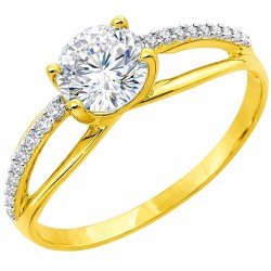 Χρυσό δαχτυλίδι μονόπετρο Κ14 με ζιργκόν